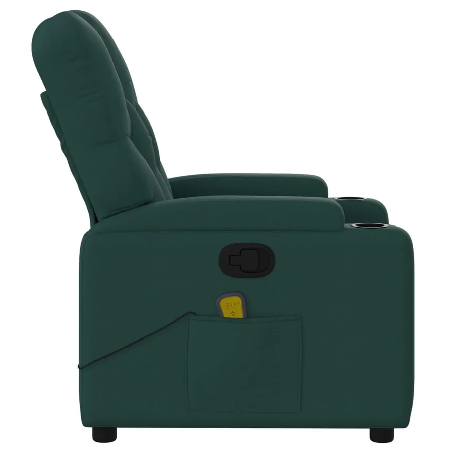 Fauteuil inclinable de massage vert foncé tissu - 8