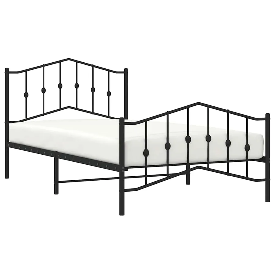Cadre de lit métal sans matelas et pied de lit noir 100x200 cm - 4
