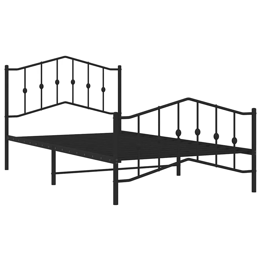 Cadre de lit métal sans matelas et pied de lit noir 100x200 cm - 5