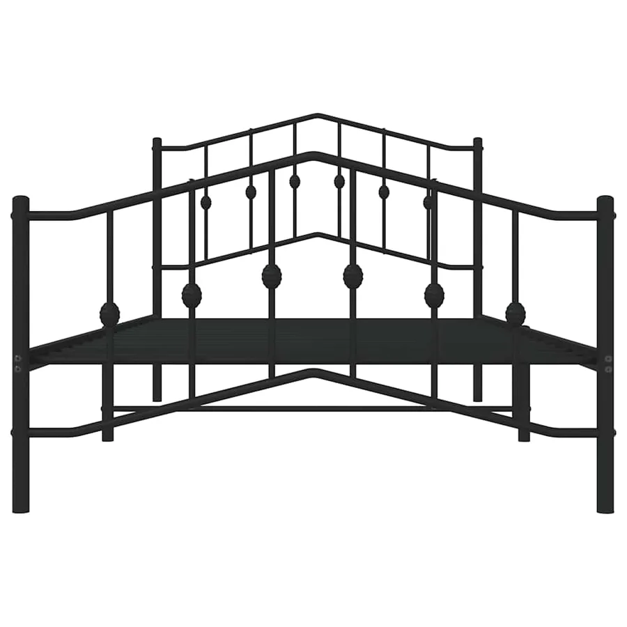 Cadre de lit métal sans matelas et pied de lit noir 100x200 cm - 6