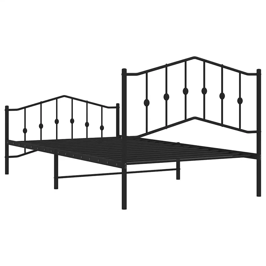 Cadre de lit métal sans matelas et pied de lit noir 100x200 cm - 8