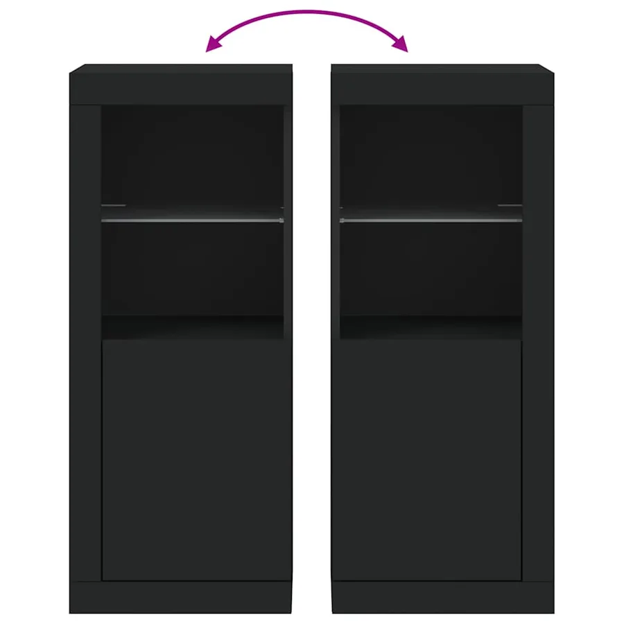 Buffet avec lumières LED noir 41x37x100 cm - 10