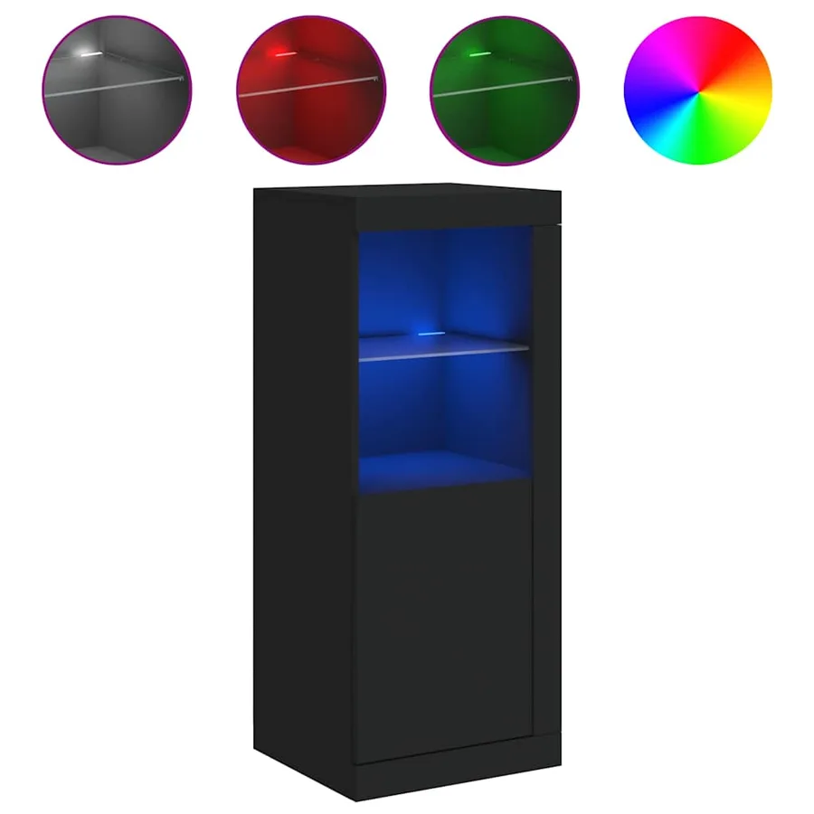 Buffet avec lumières LED noir 41x37x100 cm - 2