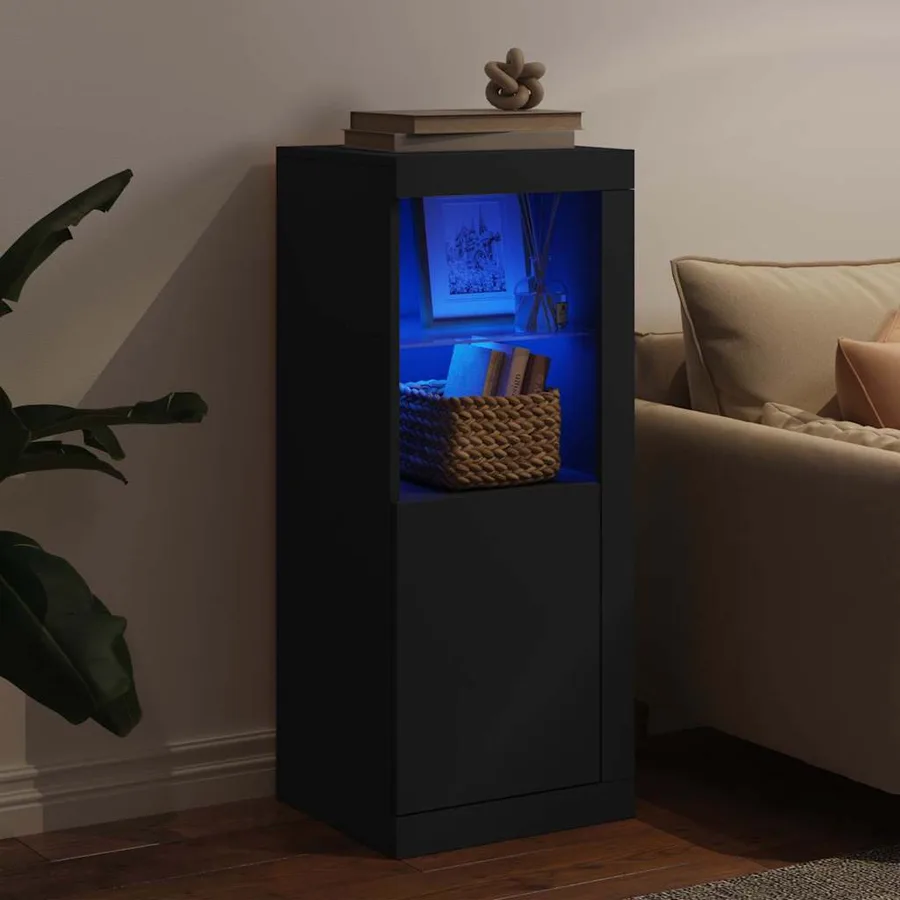Buffet avec lumières LED noir 41x37x100 cm - 4