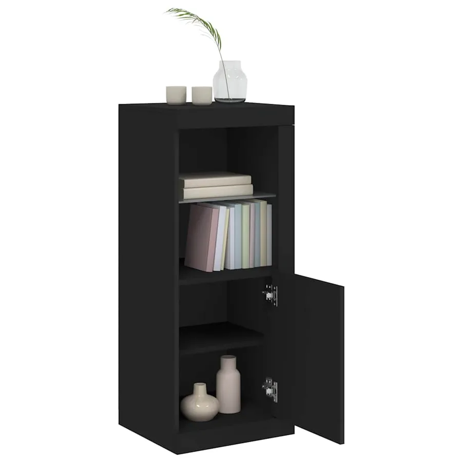 Buffet avec lumières LED noir 41x37x100 cm - 5