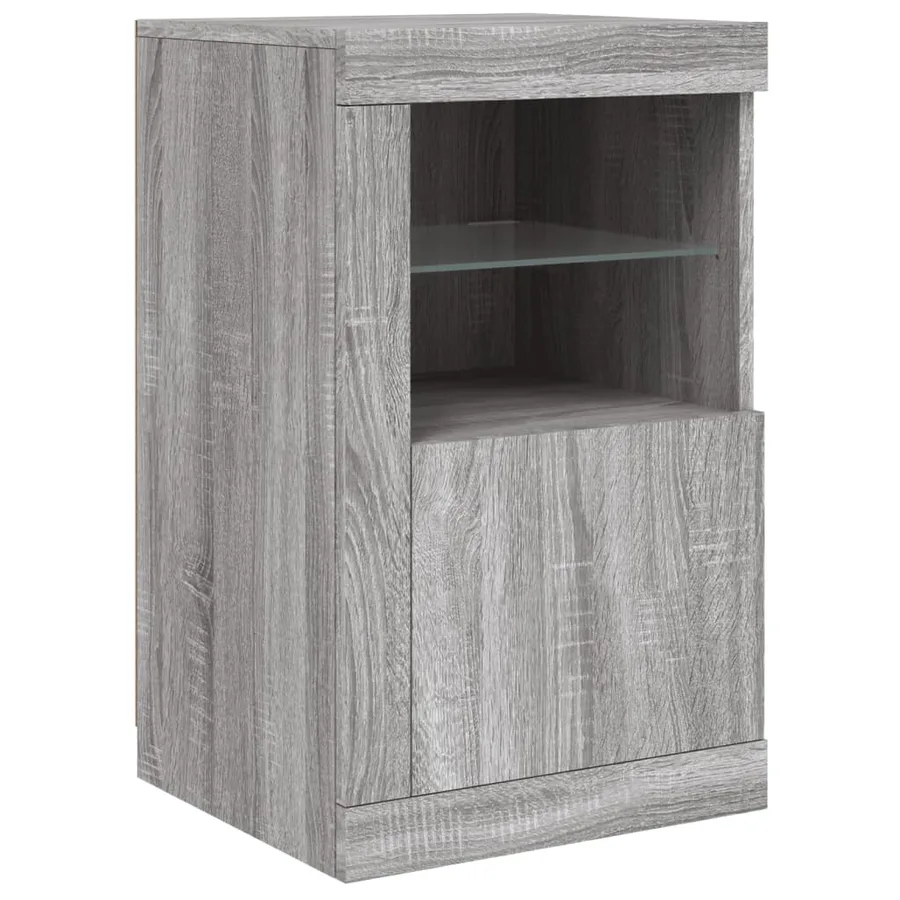 Buffet avec lumières LED sonoma gris 142,5x37x67 cm - 9