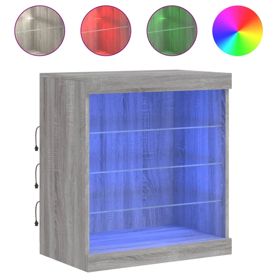 Buffet avec lumières LED sonoma gris 60,5x37x67 cm - 2