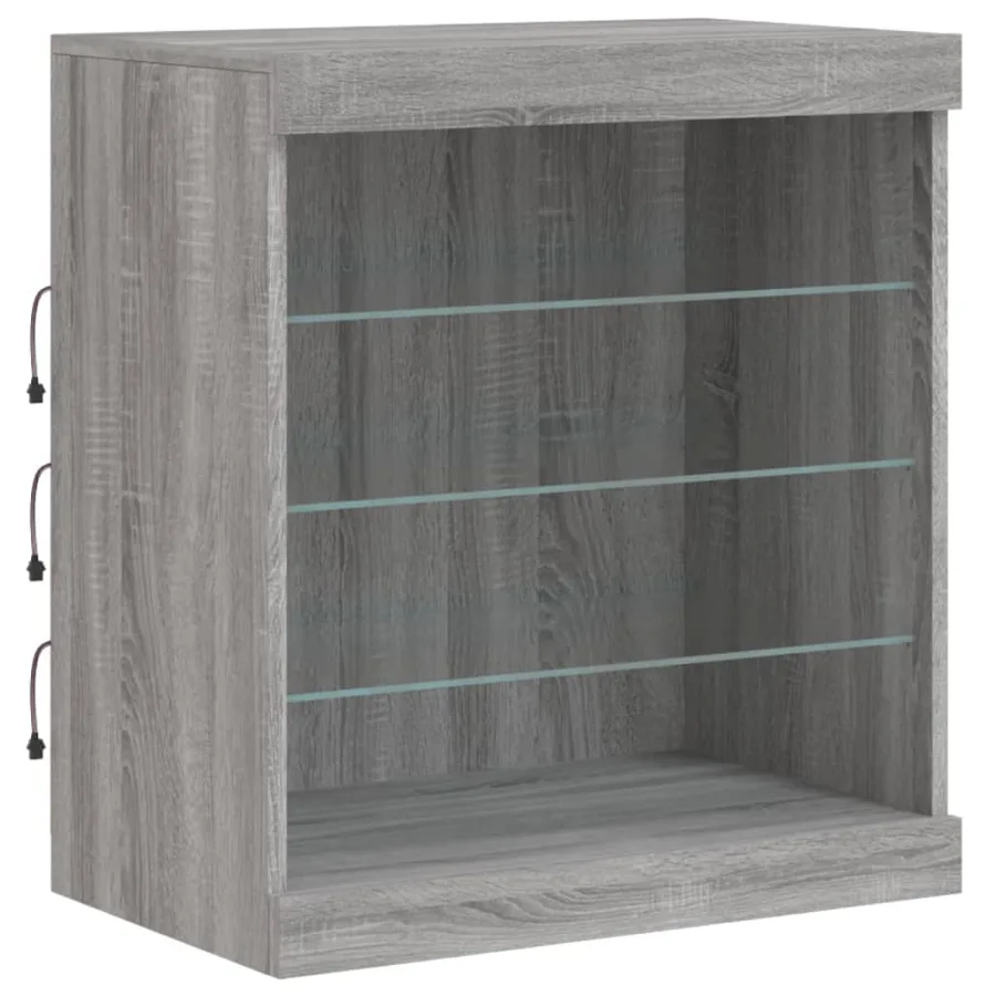 Buffet avec lumières LED sonoma gris 60,5x37x67 cm - 5