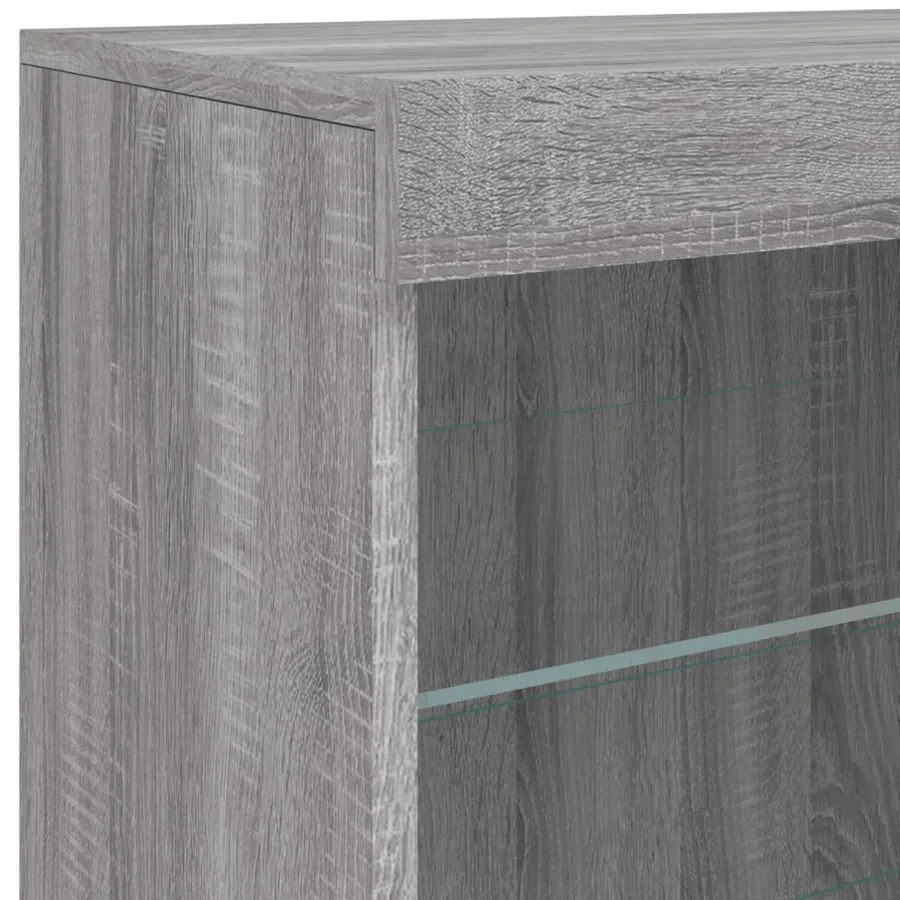 Buffet avec lumières LED sonoma gris 60,5x37x67 cm - 9