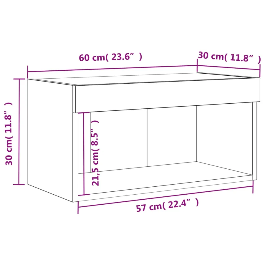 Meuble TV avec lumières LED chêne marron 60x30x30 cm - 17