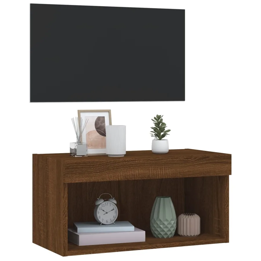 Meuble TV avec lumières LED chêne marron 60x30x30 cm - 6