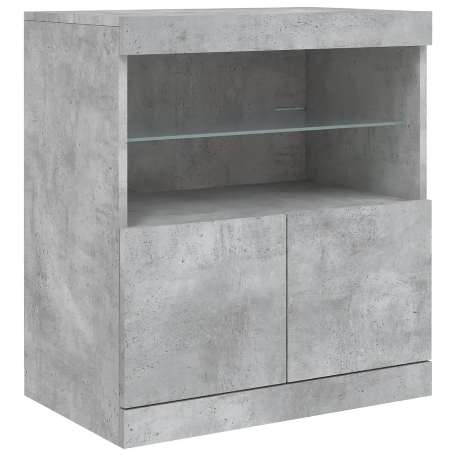 Buffet avec lumières LED gris béton 283x37x67 cm - 12