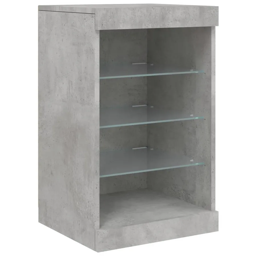 Buffet avec lumières LED gris béton 283x37x67 cm - 14