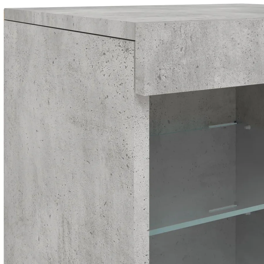 Buffet avec lumières LED gris béton 283x37x67 cm - 16
