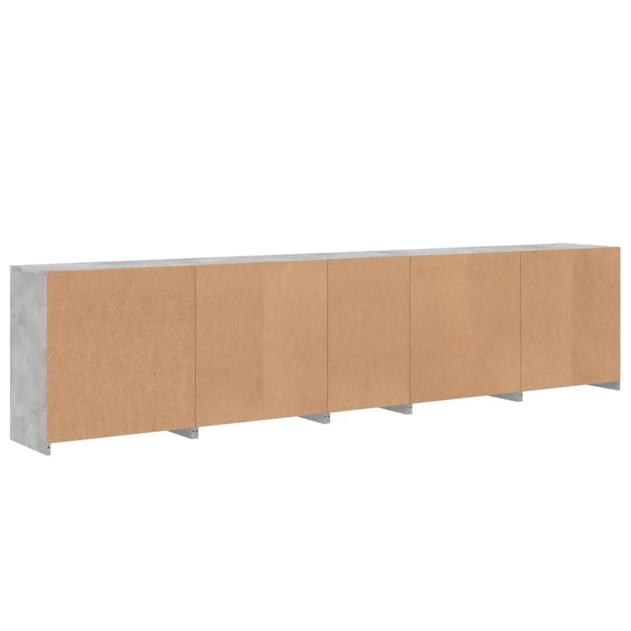 Buffet avec lumières LED gris béton 283x37x67 cm - 9