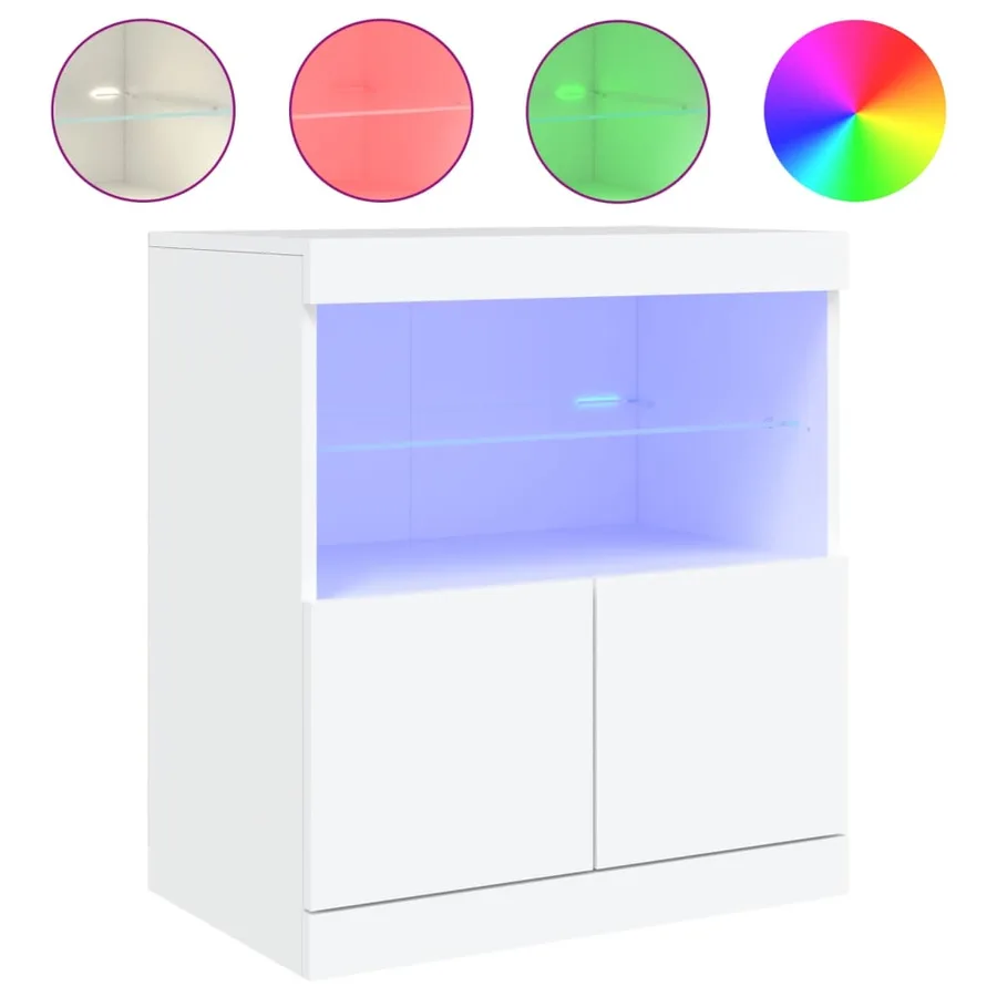 Buffet avec lumières LED blanc 60x37x67 cm - 2