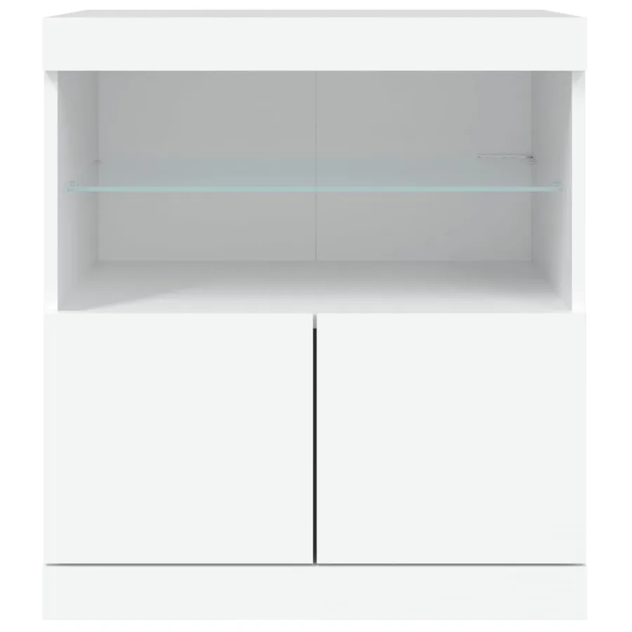 Buffet avec lumières LED blanc 60x37x67 cm - 6