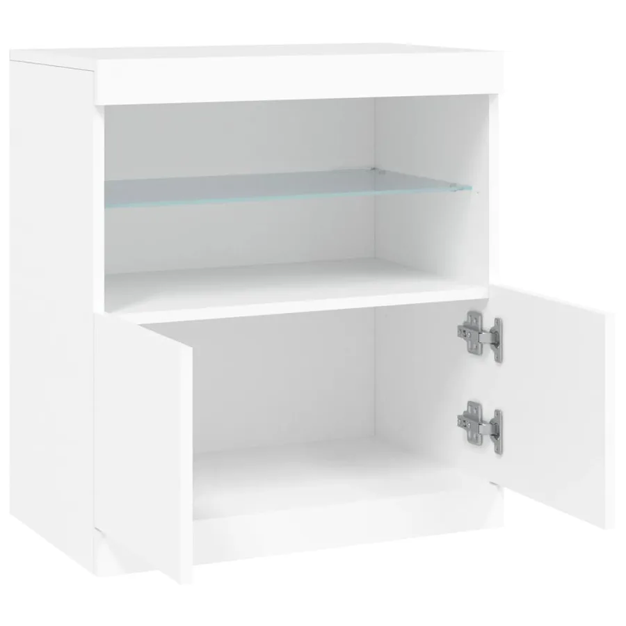 Buffet avec lumières LED blanc 60x37x67 cm - 7