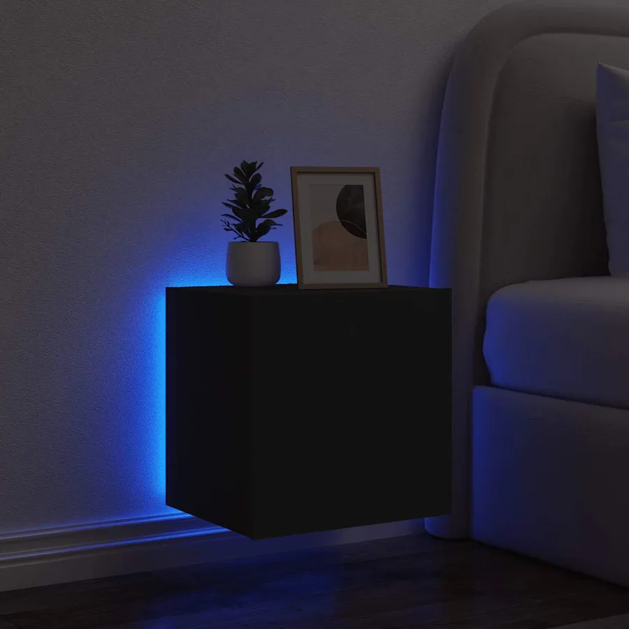 Meuble TV mural avec lumières LED noir 40,5x35x40 cm - 4
