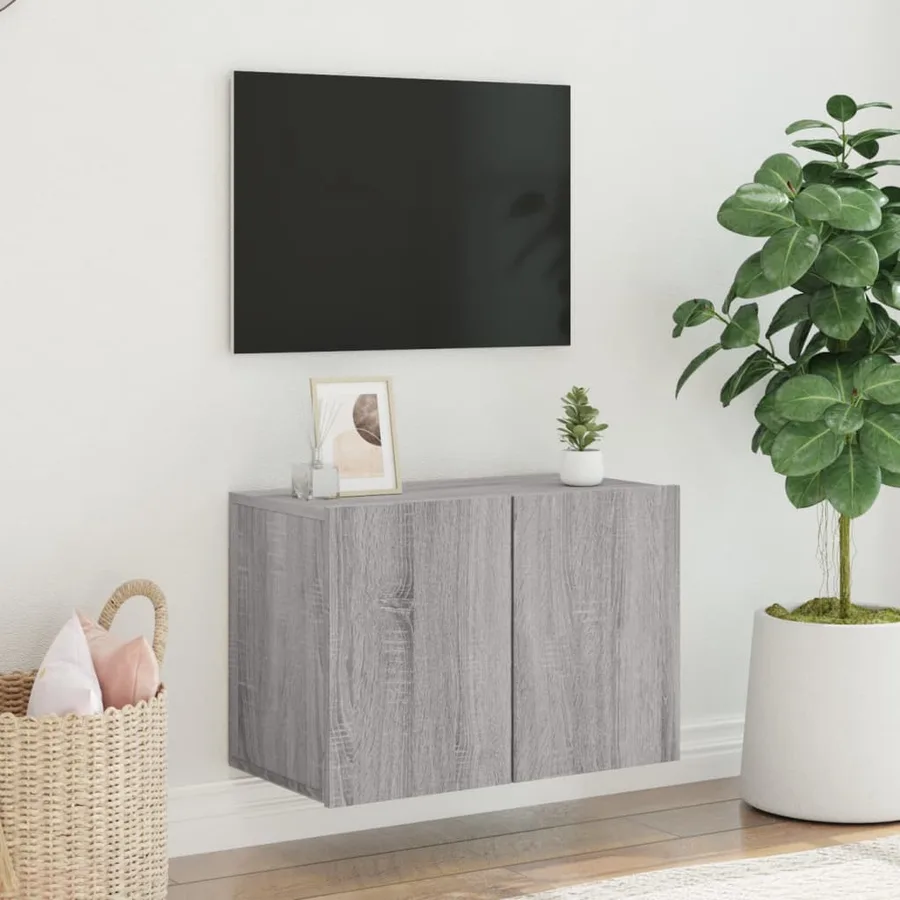 Meuble TV mural sonoma gris 60x30x41 cm - 3