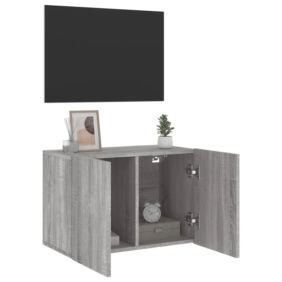 Meuble TV mural sonoma gris 60x30x41 cm - 4
