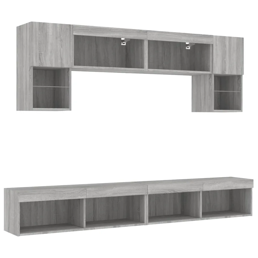 Unités murales TV avec LED 6 pcs gris sonoma bois d'ingénierie - 3