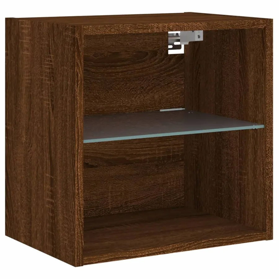 Tables de chevet murales avec lumières LED 2 pcs chêne marron - 7