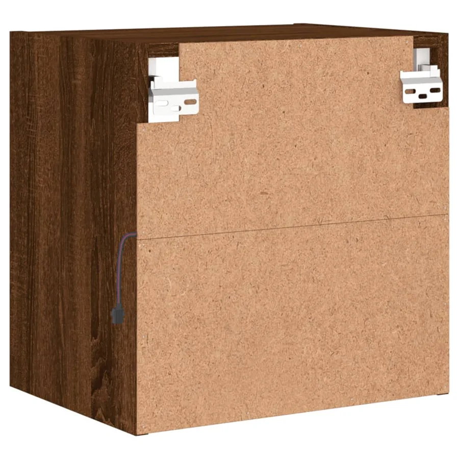 Tables de chevet murales avec lumières LED 2 pcs chêne marron - 9