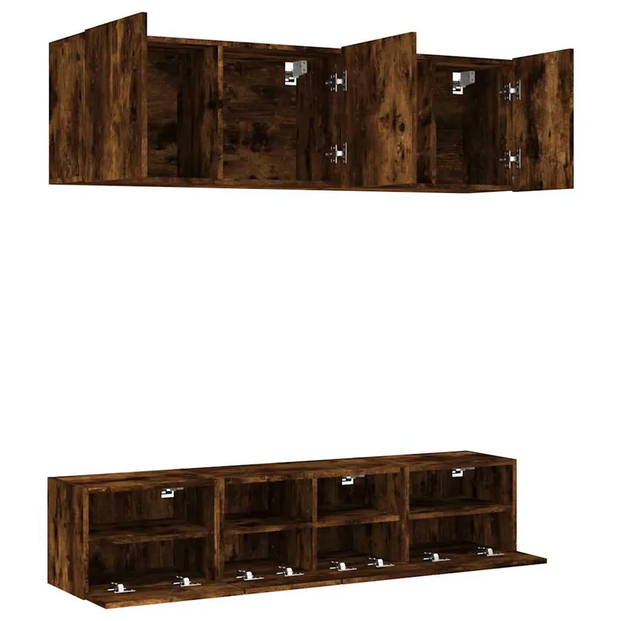 Unités murales TV 5 pcs chêne fumé bois d'ingénierie - 4