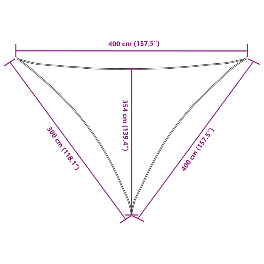 Voile de parasol tissu oxford triangulaire 3x4x4 m taupe - 10