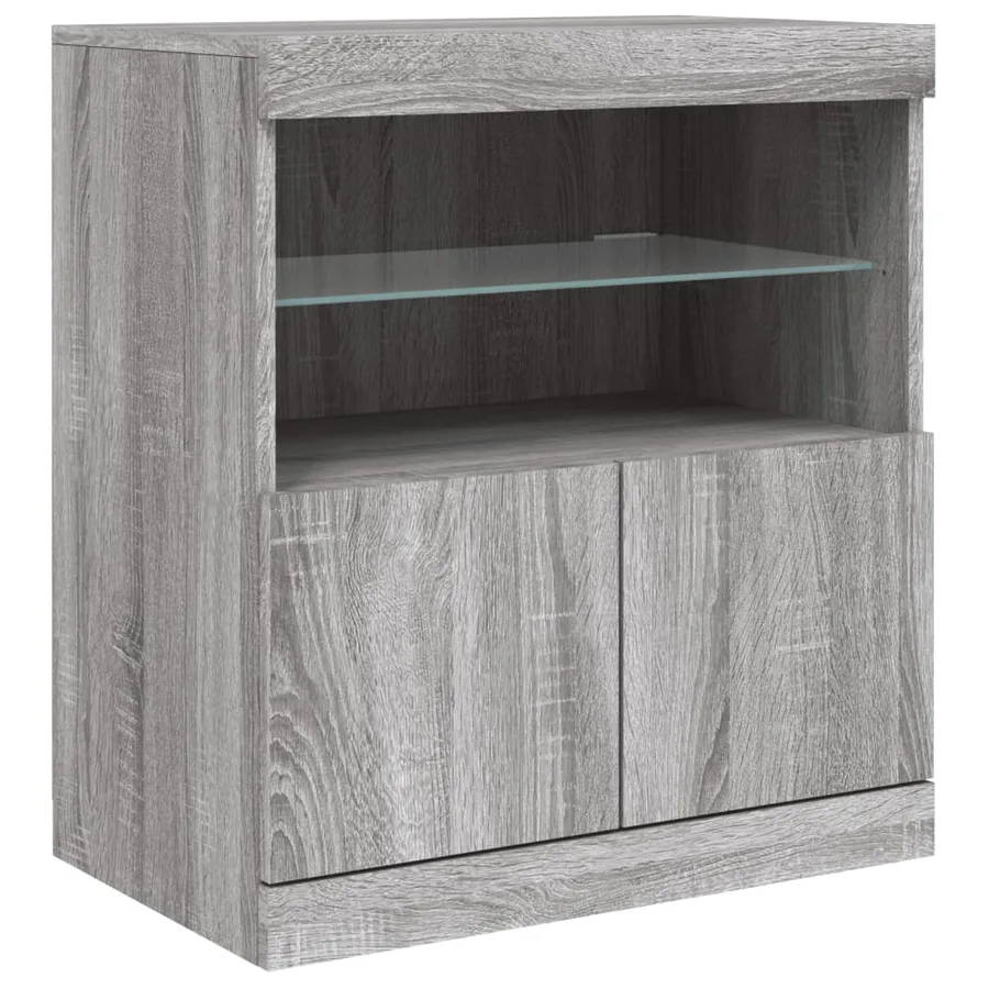 Buffet avec lumières LED sonoma gris 181,5x37x67 cm - 11