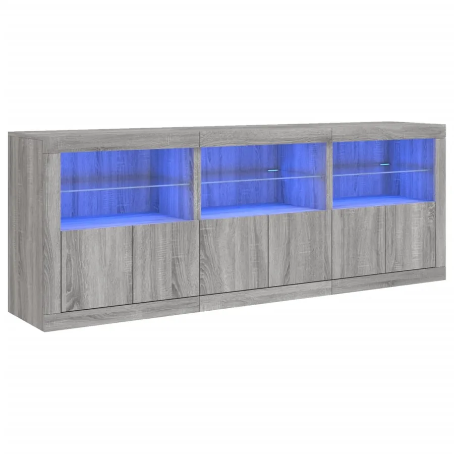 Buffet avec lumières LED sonoma gris 181,5x37x67 cm - 2