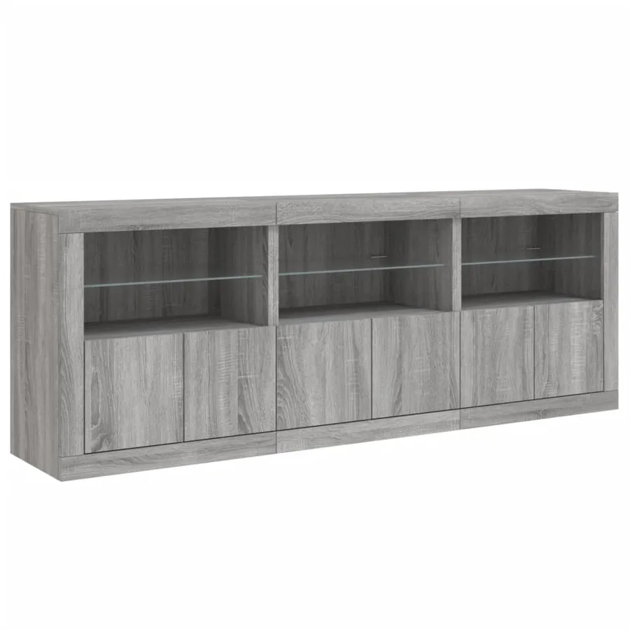 Buffet avec lumières LED sonoma gris 181,5x37x67 cm - 5