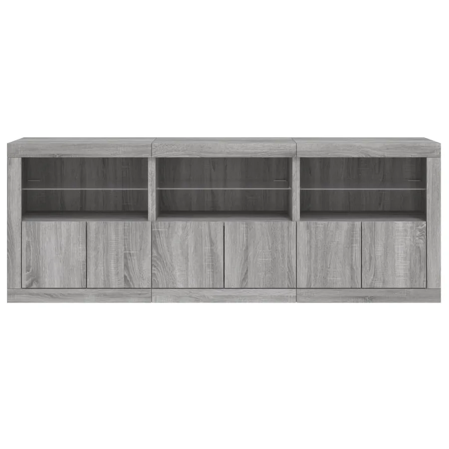 Buffet avec lumières LED sonoma gris 181,5x37x67 cm - 6