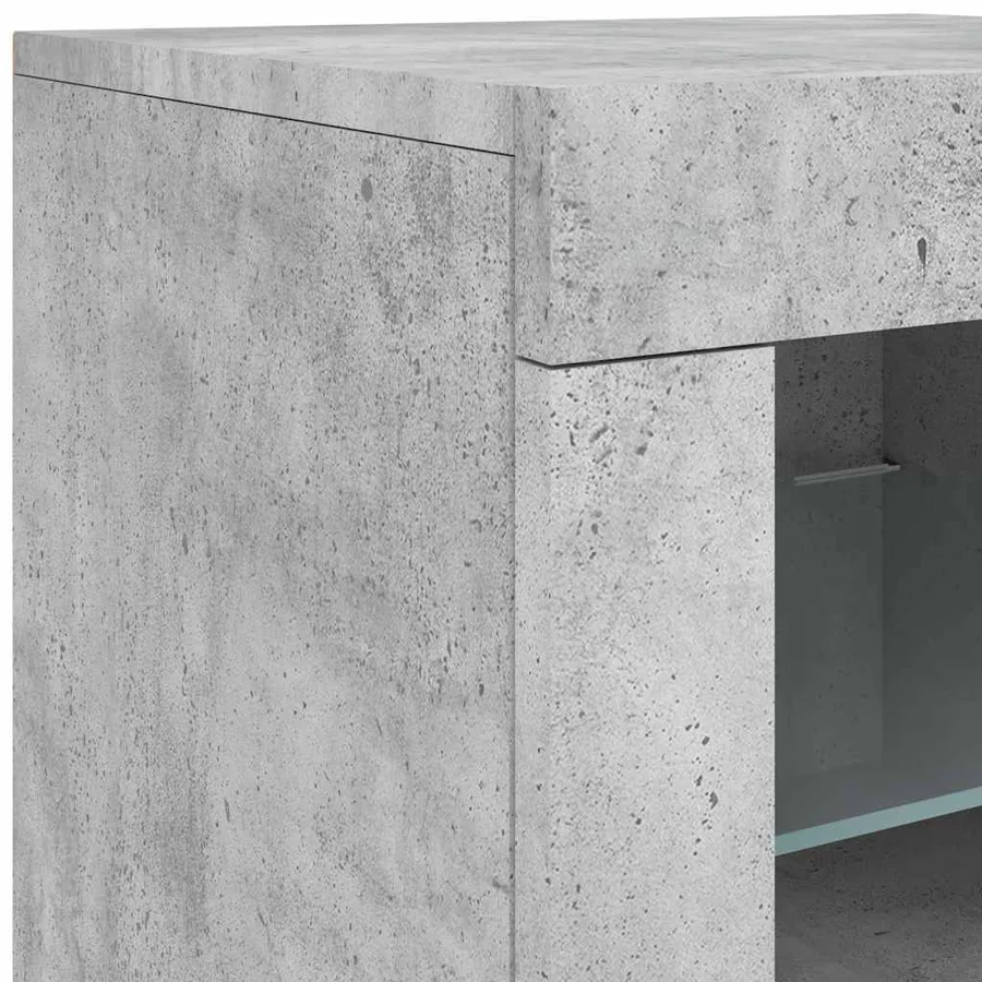 Buffet avec lumières LED gris béton 181,5x37x67 cm - 10