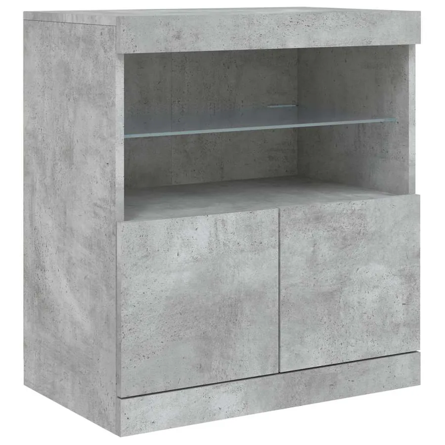 Buffet avec lumières LED gris béton 181,5x37x67 cm - 11