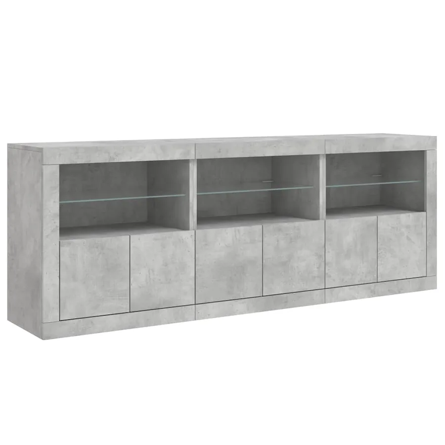 Buffet avec lumières LED gris béton 181,5x37x67 cm - 5