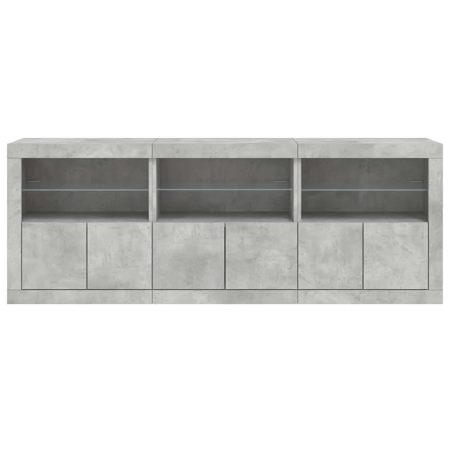 Buffet avec lumières LED gris béton 181,5x37x67 cm - 6