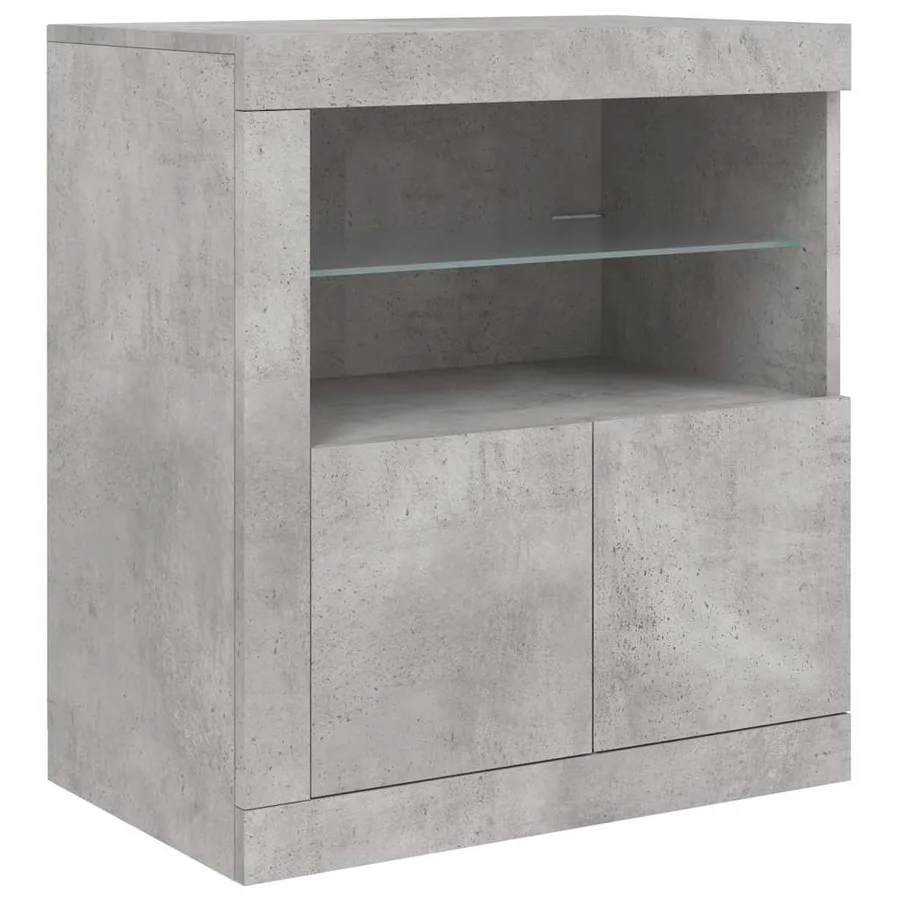Buffet avec lumières LED gris béton 181,5x37x67 cm - 9