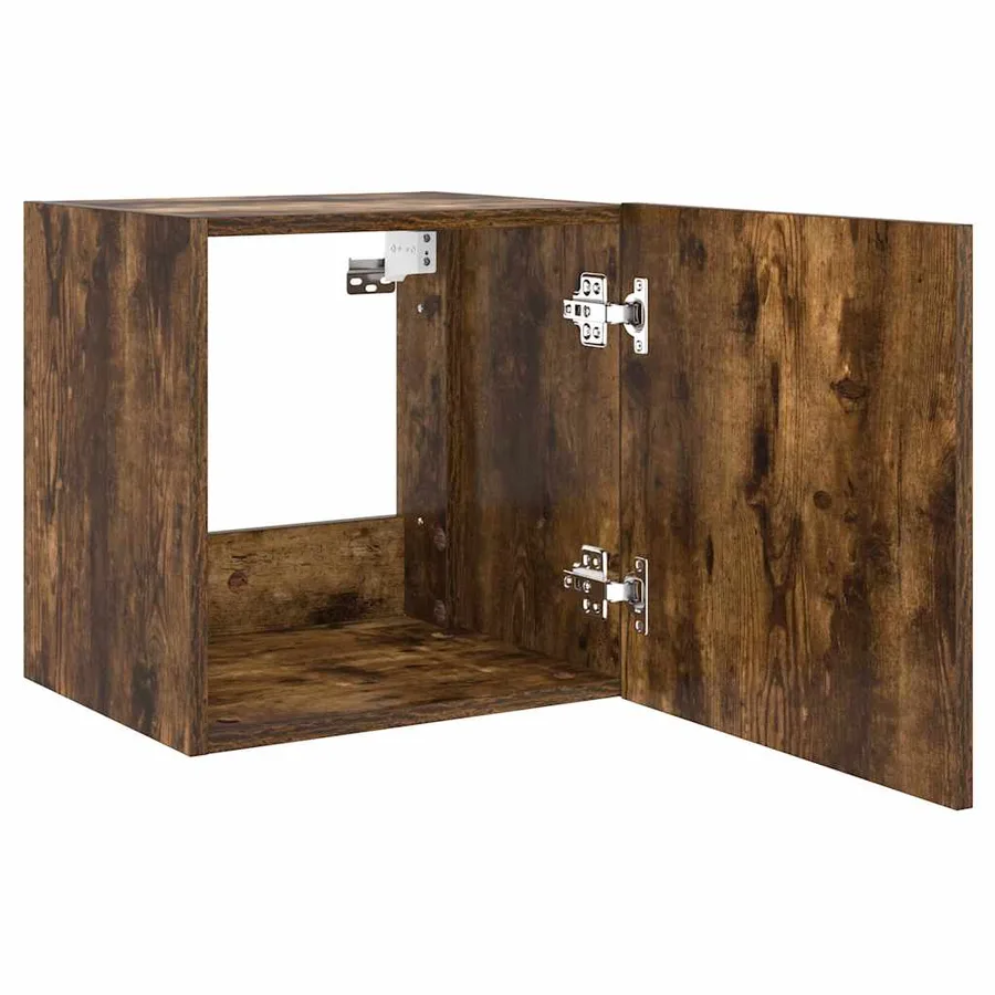 Meubles TV muraux et lumières LED 2pcs chêne fumé 40,5x35x40 cm - 11