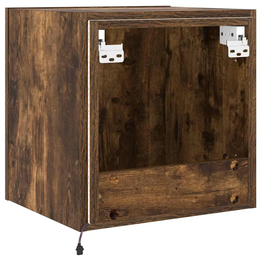 Meubles TV muraux et lumières LED 2pcs chêne fumé 40,5x35x40 cm - 14