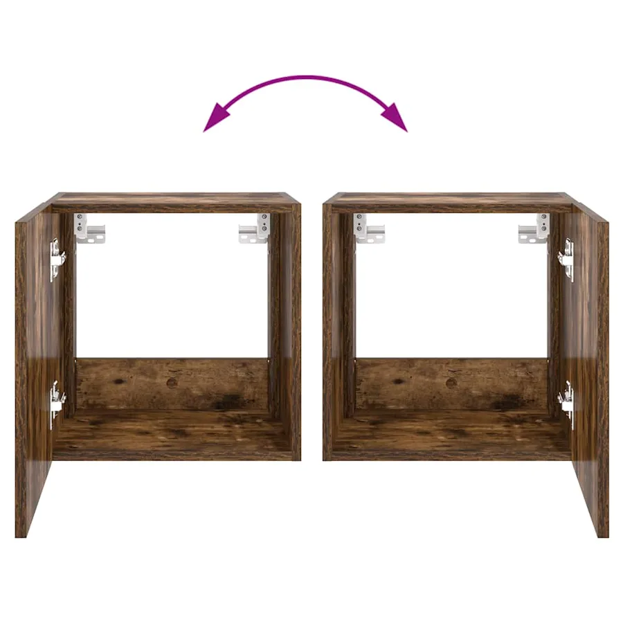 Meubles TV muraux et lumières LED 2pcs chêne fumé 40,5x35x40 cm - 15