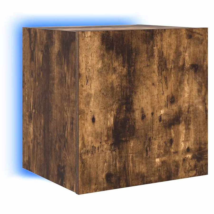 Meubles TV muraux et lumières LED 2pcs chêne fumé 40,5x35x40 cm - 9