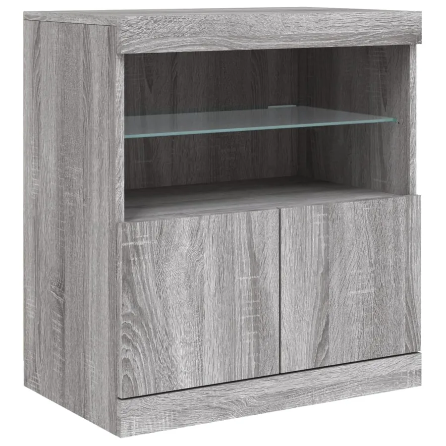 Buffet avec lumières LED sonoma gris 142,5x37x67 cm - 10