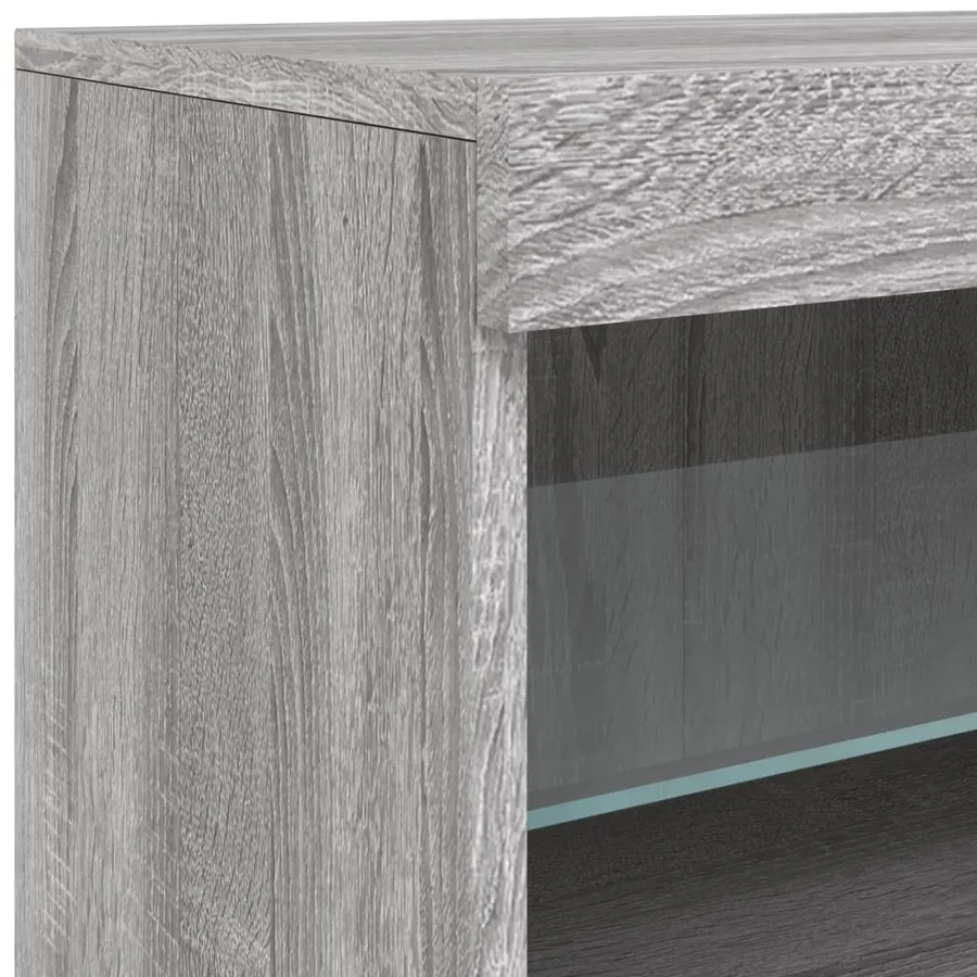 Buffet avec lumières LED sonoma gris 142,5x37x67 cm - 12