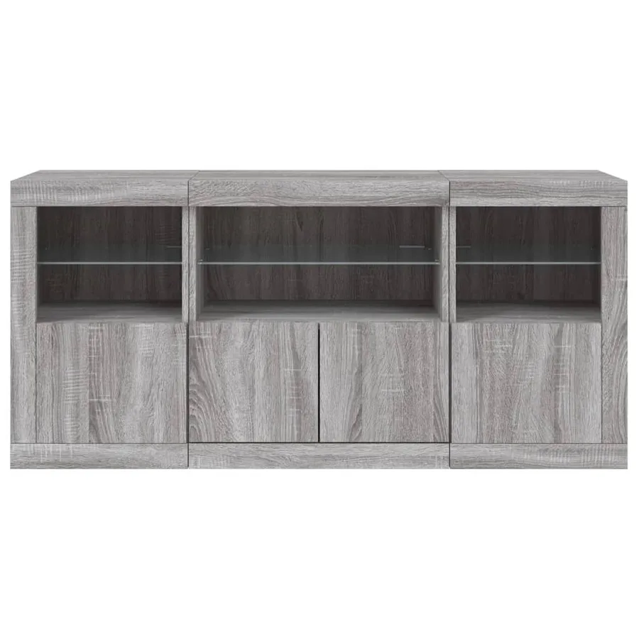 Buffet avec lumières LED sonoma gris 142,5x37x67 cm - 6
