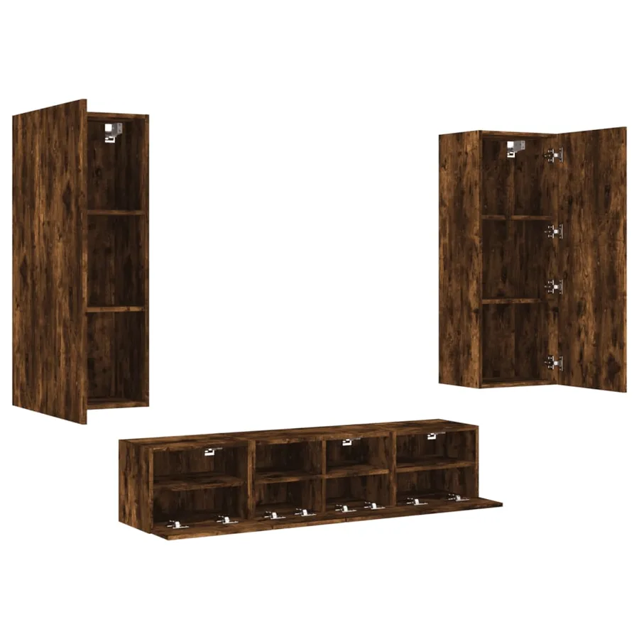 Unités murales TV 5 pcs chêne fumé bois d'ingénierie - 4