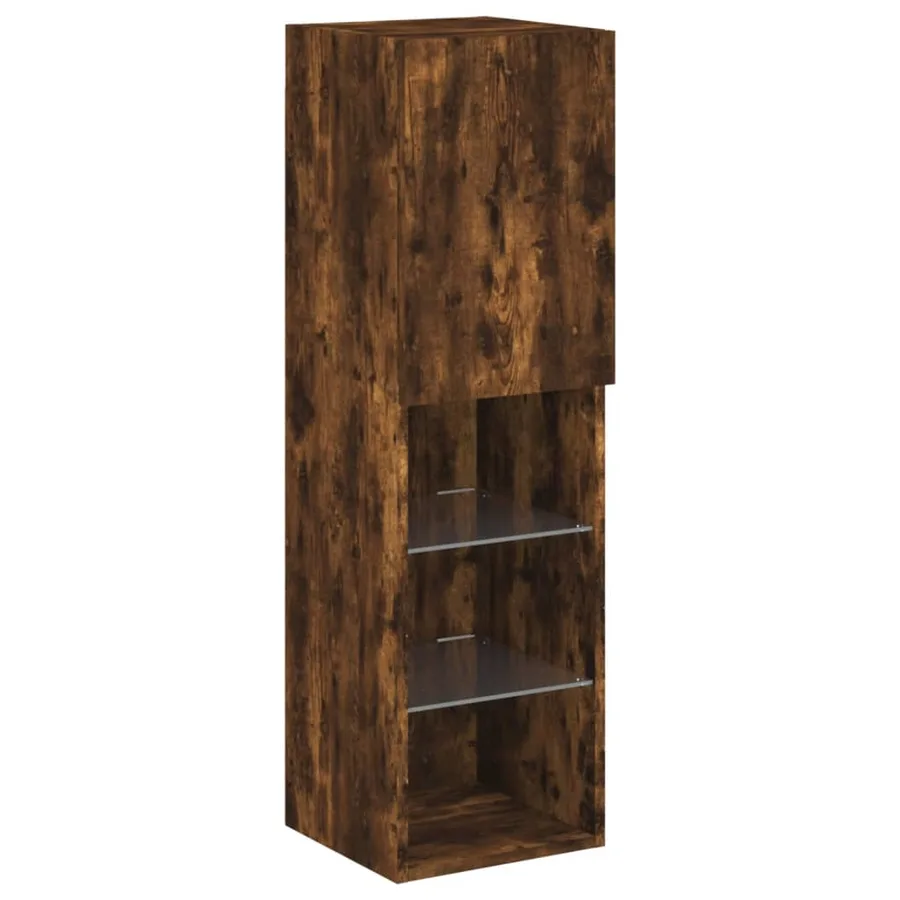 Ensemble de meubles TV muraux 7 pcs et lumières LED chêne fumé - 10