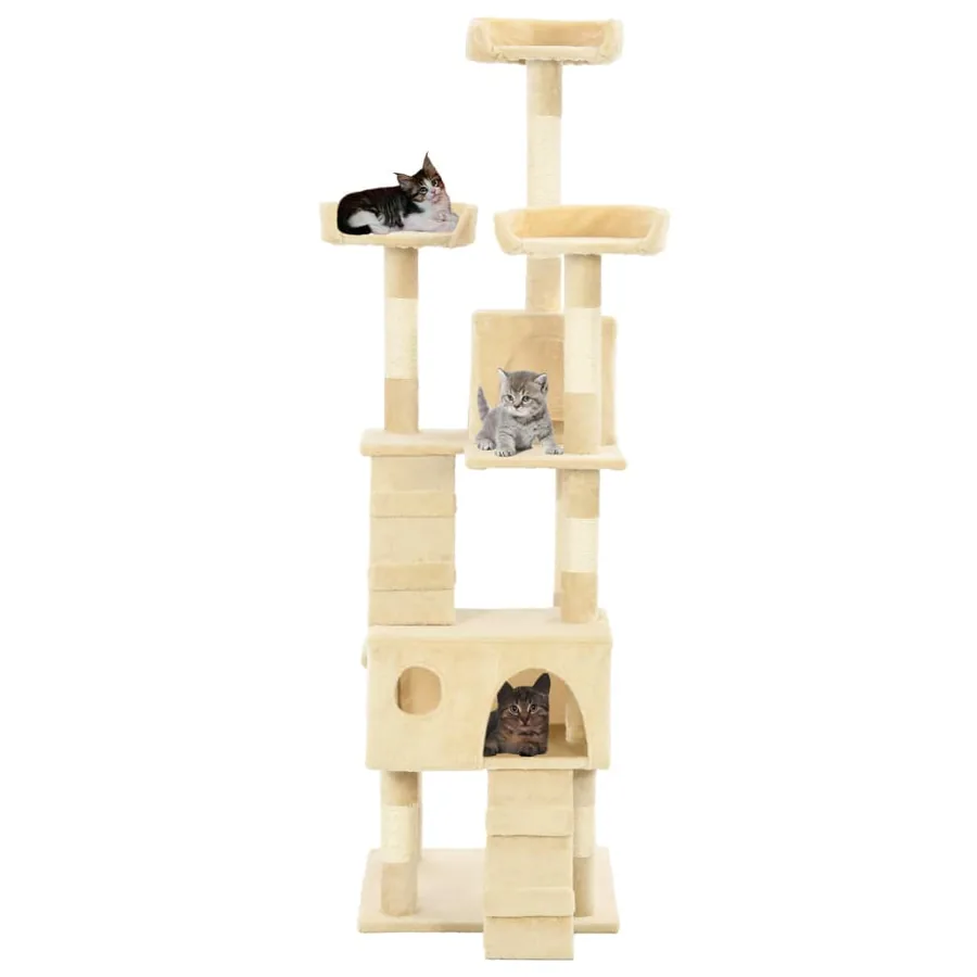 Arbre à chat avec griffoirs en sisal 170 cm Beige - 2