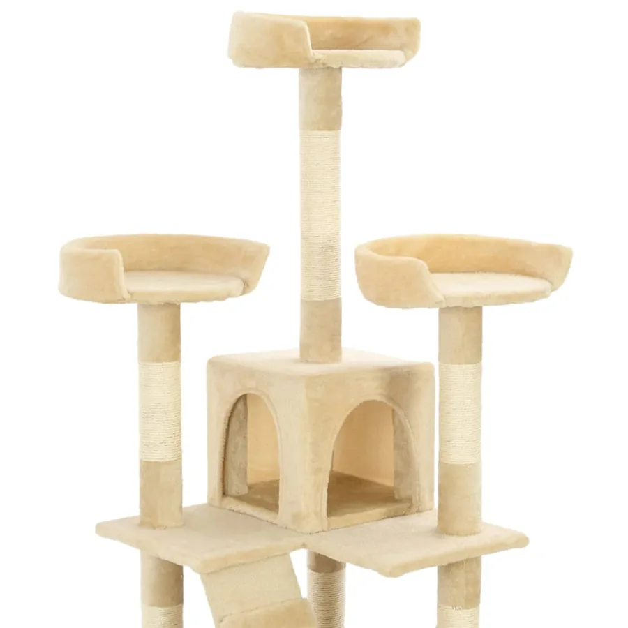 Arbre à chat avec griffoirs en sisal 170 cm Beige - 5